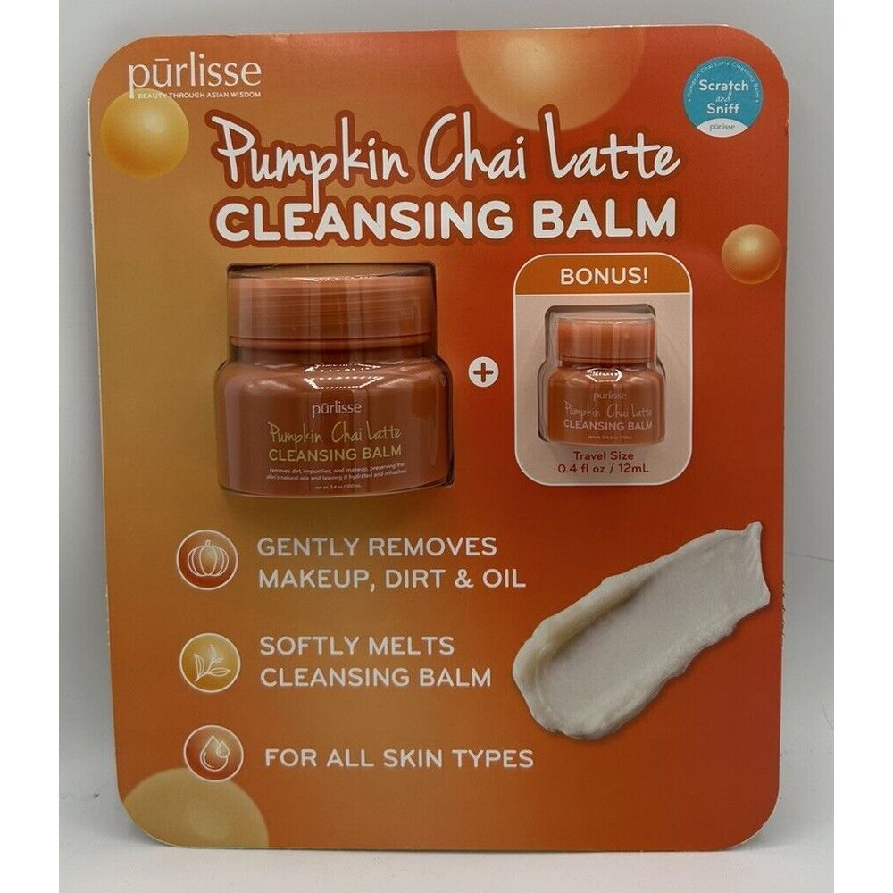 Purlisse Pumpkin Chai Latte‎ Cleansing Balm 3.4oz Plus Bonus Travel Size NEW